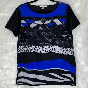 Kenneth Cole Short Sleeve Polyester Shirt Blouse